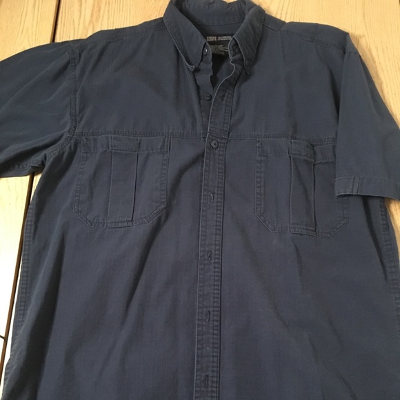 Faded Glory Other - Mens Button Down Short Sleeve Shirt Adjustable Arms Dark Blue Size Medium